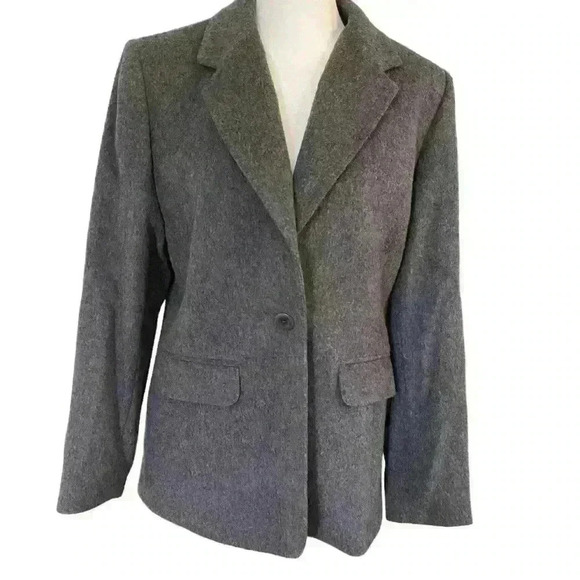 Vintage Lord & Taylor Womens Blazer Size 8P Grey Wool Cashmere Career interview - Picture 1 of 10